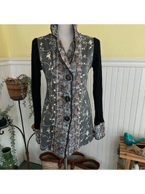 Sioni Womens Floral Knit Jacket S